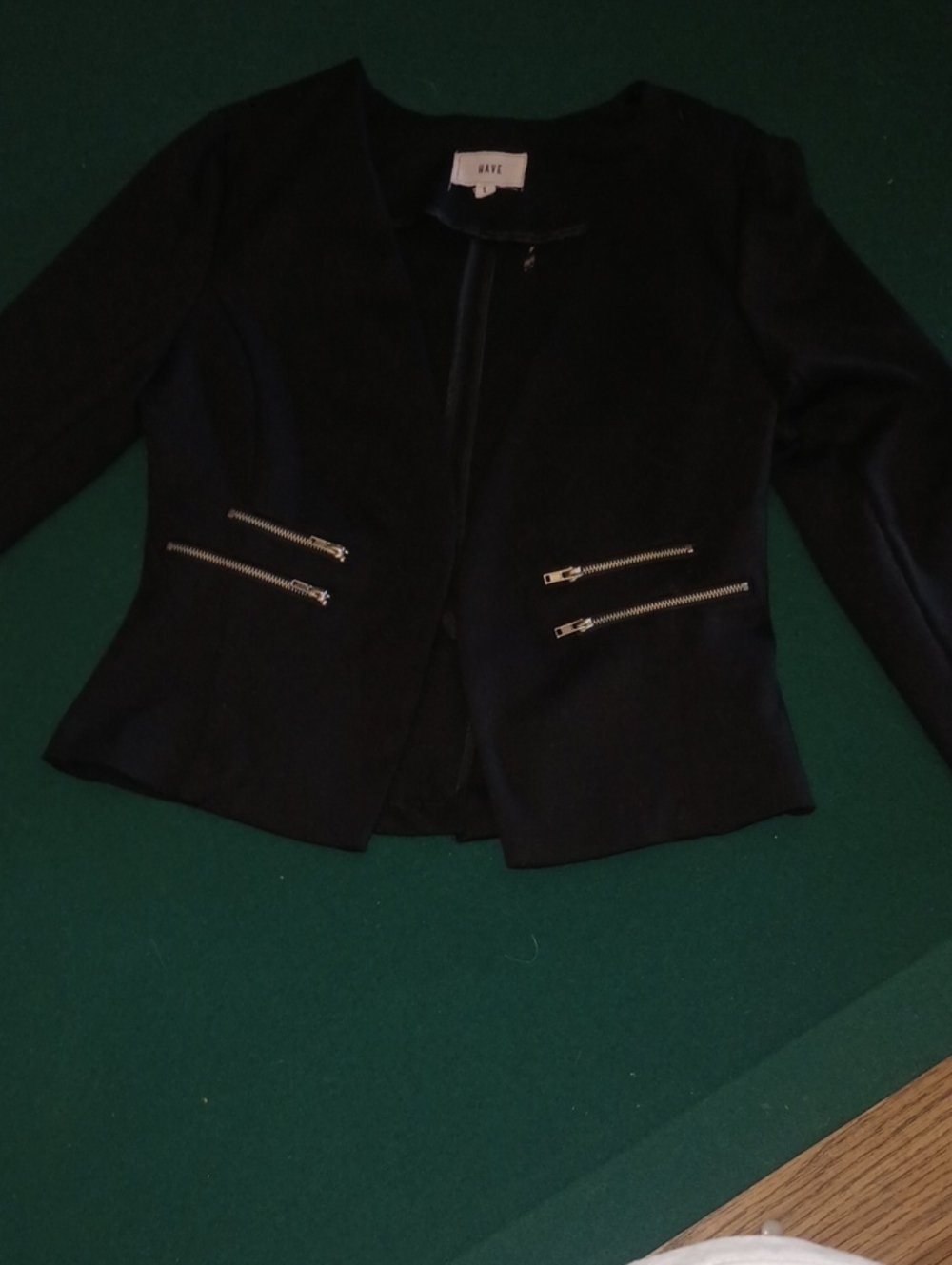 Black Zip-Pocket Women's Blazer